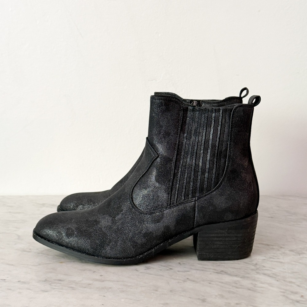 Boutique by Corkys Starboard‎ Ankle Boots Western Metallic Black 8.5 Pointed Toe